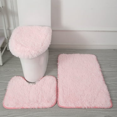 Mauve Bathroom Rugs Ultra Thick and Soft Texture Chenille Plush Striped ...
