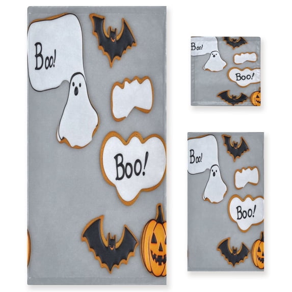 3 Piece Bath Towels Set Bath Towel, Hand Towel and Face Towel for Bathroom, Gym, Hotel Bat and Ghost