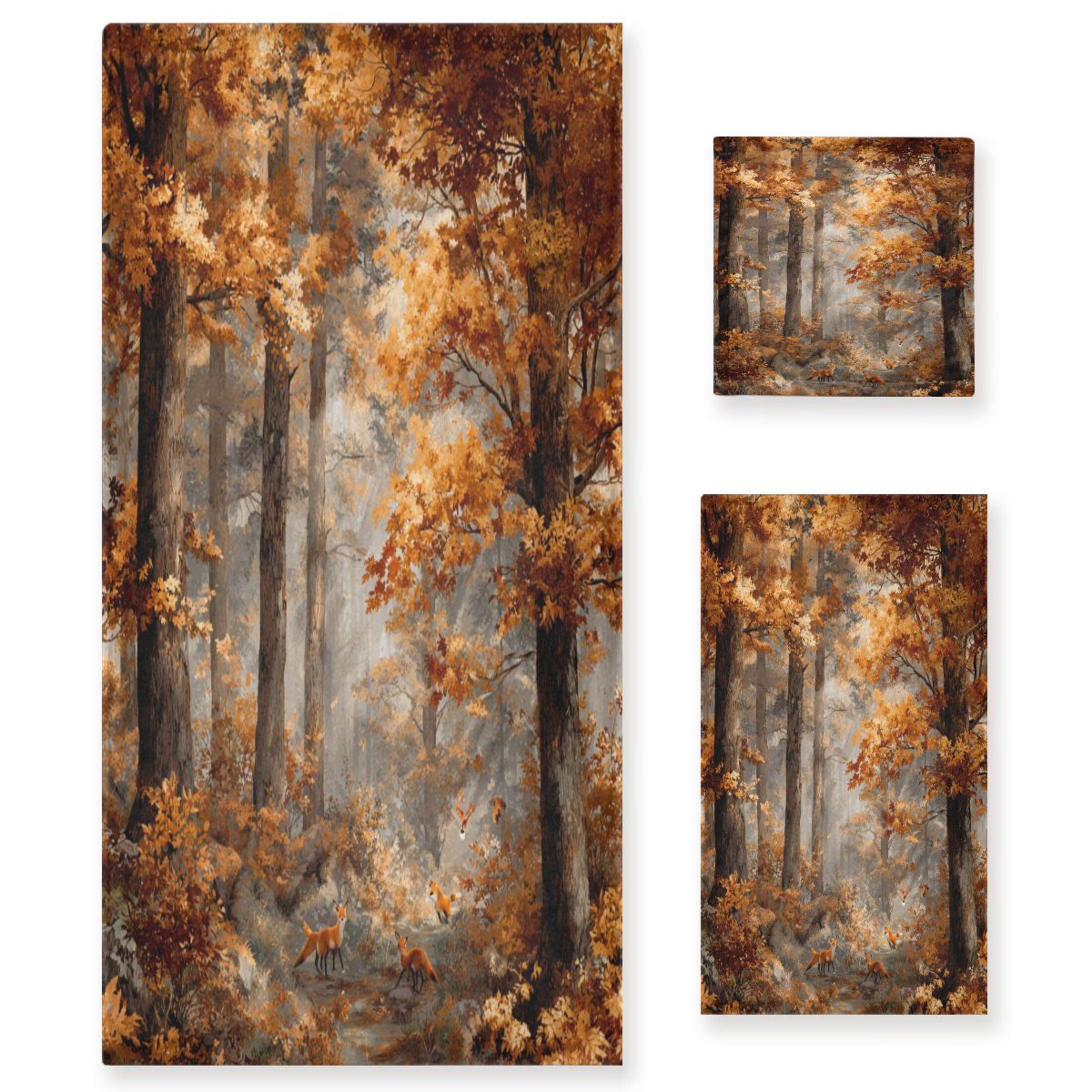 3 Piece Bath Towels Set Bath Towel, Hand Towel and Face Towel for Bathroom, Gym, Hotel Beautiful Autumn Forest