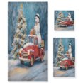 thumbnail image 1 of 3 Piece Bath Towels Set Bath Towel, Hand Towel and Face Towel for Bathroom, Gym, Hotel Christmas Snowman in A Red Truck, 1 of 8