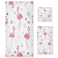 thumbnail image 1 of 3 Piece Bath Towels Set Bath Towel, Hand Towel and Face Towel for Bathroom, Gym, Hotel Cute Flamingo Pattern, 1 of 8