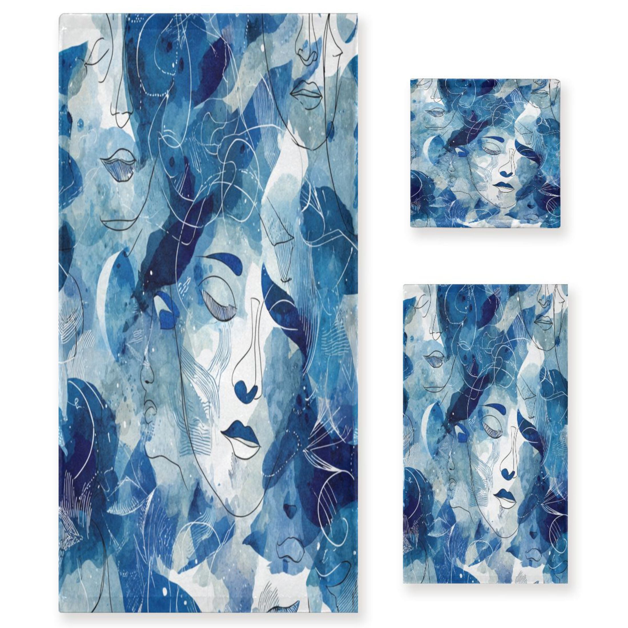 3 Piece Bath Towels Set Bath Towel, Hand Towel and Face Towel for Bathroom, Gym, Hotel Ethereal Dreamlike Elements