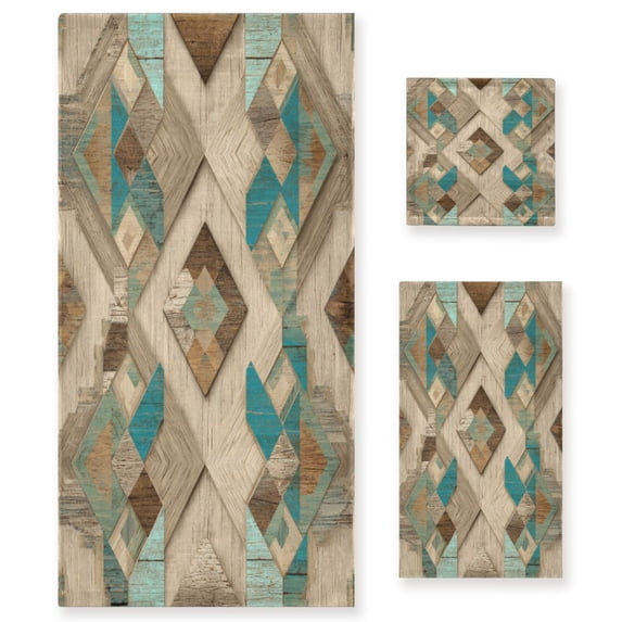 3 Piece Bath Towels Set Bath Towel, Hand Towel and Face Towel for Bathroom, Gym, Hotel Natural Abstract Shapes