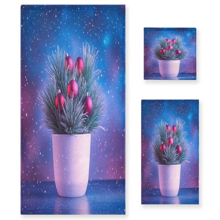 3 Piece Bath Towels Set Bath Towel, Hand Towel and Face Towel for Bathroom, Gym, Hotel Pine Branches