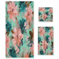 thumbnail image 1 of 3 Piece Bath Towels Set Bath Towel, Hand Towel and Face Towel for Bathroom, Gym, Hotel Pink Abstract Floral Patterns, 1 of 8