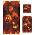 thumbnail image 1 of 3 Piece Bath Towels Set Bath Towel, Hand Towel and Face Towel for Bathroom, Gym, Hotel Pumpkins with Carved Faces, 1 of 8
