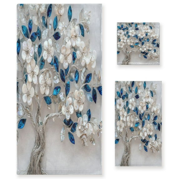 3 Piece Bath Towels Set Bath Towel, Hand Towel and Face Towel for Bathroom, Gym, Hotel Stunning Tree