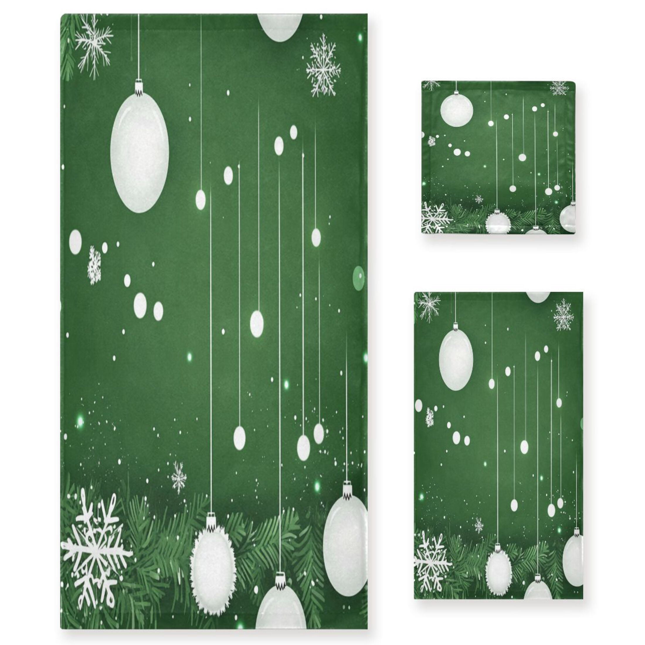 3 Piece Bath Towels Set Bath Towel, Hand Towel and Face Towel for Bathroom, Gym, Hotel White Christmas Ornaments
