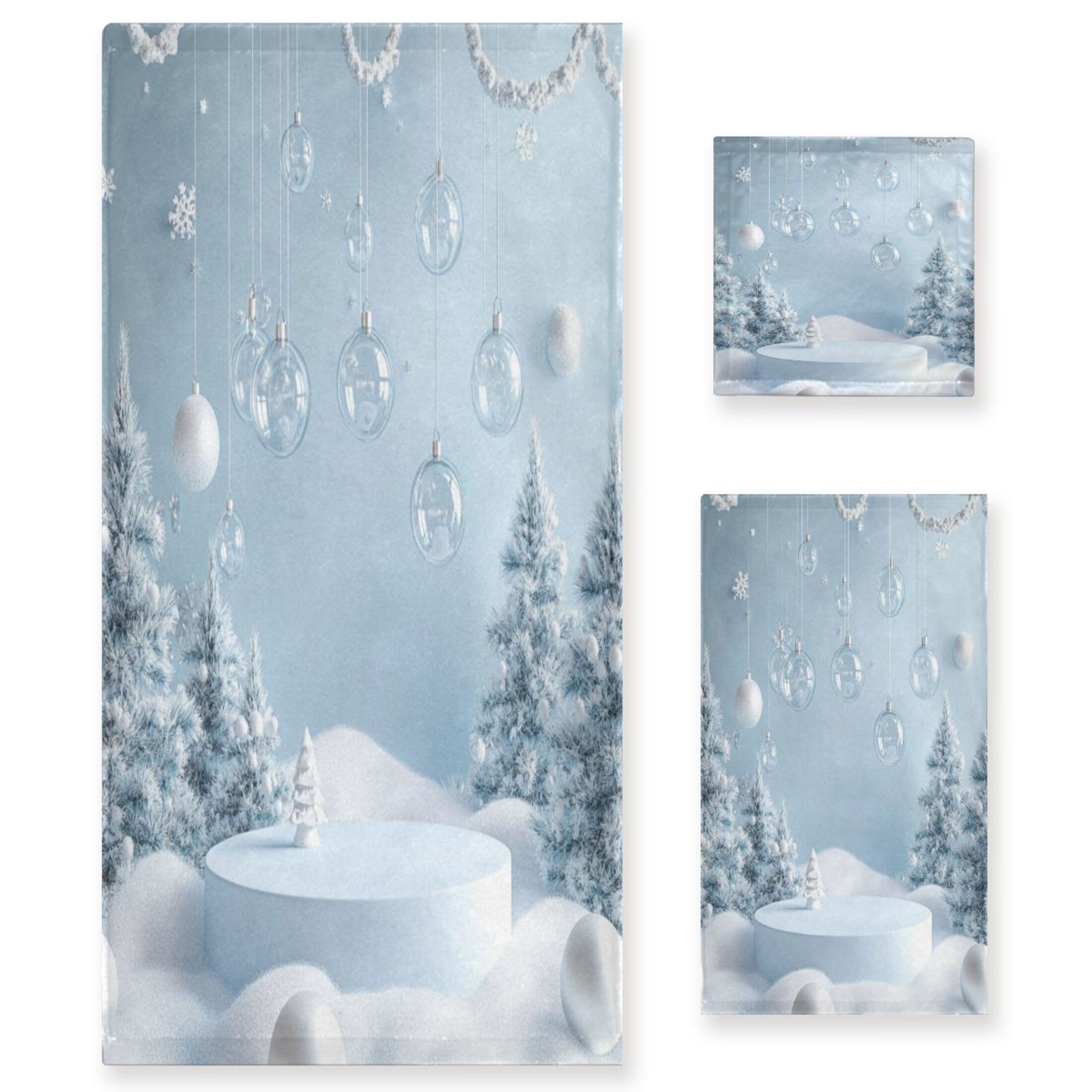 3 Piece Bath Towels Set Bath Towel, Hand Towel and Face Towel for Bathroom, Gym, Hotel Winter Christmas Decorations