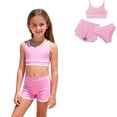 thumbnail image 1 of 3 Piece Bathing Suits with Shorts Cove Up Sets Pink Girl Bathing Suits 11-12 Years, 1 of 6
