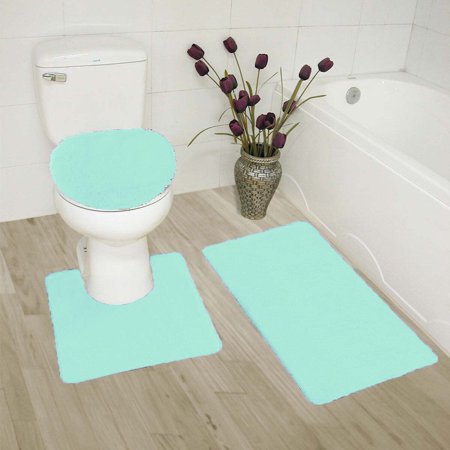 3-Piece Bathroom Bath Mat Contour Rug Set with Toilet Lid Cover #6