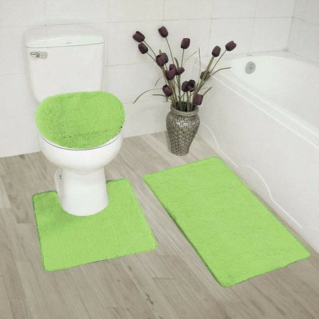 3-Piece Bathroom Bath Mat Contour Rug Set with Toilet Lid Cover #6