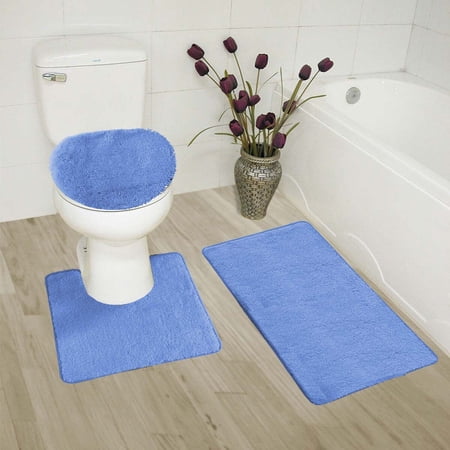 3-Piece Bathroom Bath Mat Contour Rug Set with Toilet Lid Cover #6