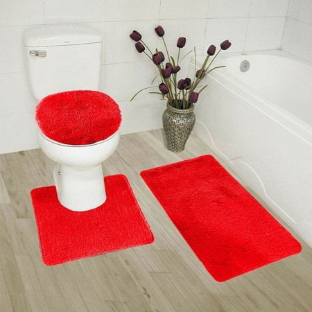 3-Piece Bathroom Bath Mat Contour Rug Set with Toilet Lid Cover #6