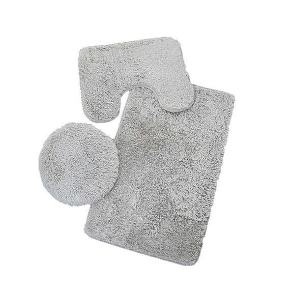 3-Piece Bathroom Mat Set, Non-Slip Toilet Rug with Lid Cover, Water Absorbent Bathroom Carpet for Floor, Machine Washable, Plain Color, 19.7 x 31.5 Inch