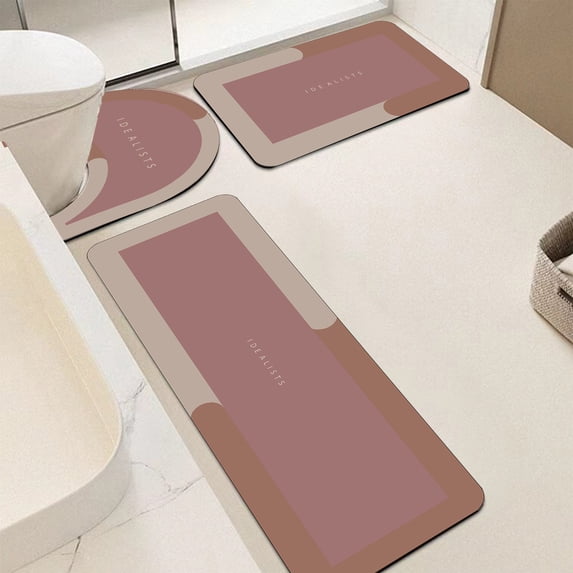3-Piece Bathroom Mat Set | Super Absorbent & Quick-Dry Rubber Rugs | Non-Slip Backing for Shower, Toilet & Sink | Washable & Durable for Home, Hotel, or Dorm