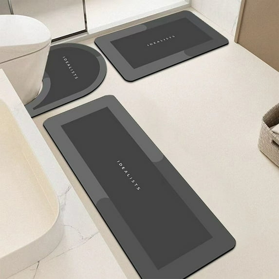 3-Piece Bathroom Mat Set | Super Absorbent & Quick-Dry Rubber Rugs | Non-Slip Backing for Shower, Toilet & Sink | Washable & Durable for Home, Hotel, or Dorm