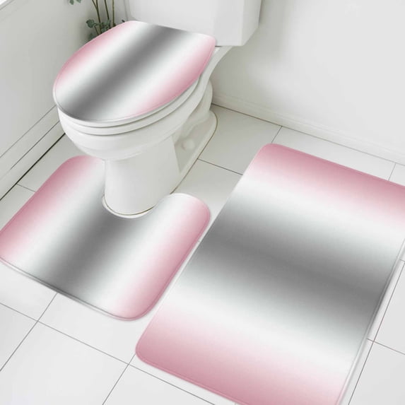 3 Piece Bathroom Rug Set, Abstract Non Slip Bath Mat with Contour ...