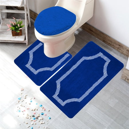 3 Piece Bathroom Rug Set Bath Rug, Contour Mat, and Lid Cover