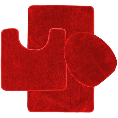 3 Piece Bathroom Rug Set Bath Rug, Contour Mat, and Lid Cover