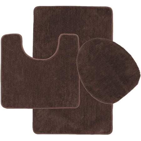 3 Piece Bathroom Rug Set Bath Rug, Contour Mat, and Lid Cover