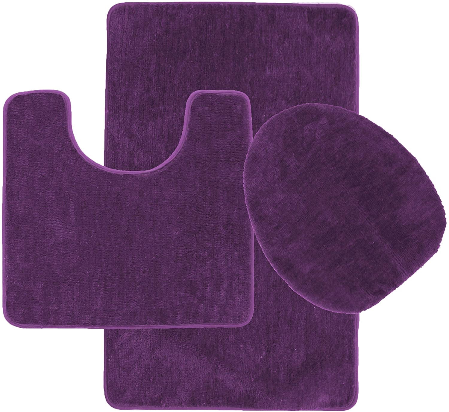 Walmart 3 Piece Shiny Soft Plush Bathroom Rug Set with Toilet Cover ...