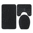thumbnail image 1 of 3-Piece Bathroom Rug Set - Chenille Plush Bath Mat, Contour Rug And Toilet Lid Cover With Non-Slip Rubber Backing In Black, For Bathroom, Restroom, Home Decor, 1 of 6