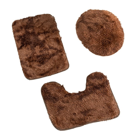 3 Piece Bathroom Rug Set Includes Bath Rug, Contour Mat and Toilet Lid Cover, Machine Washable, Super Soft Microfiber & Non Slip Bath Rugs with Rubber Backing Solid