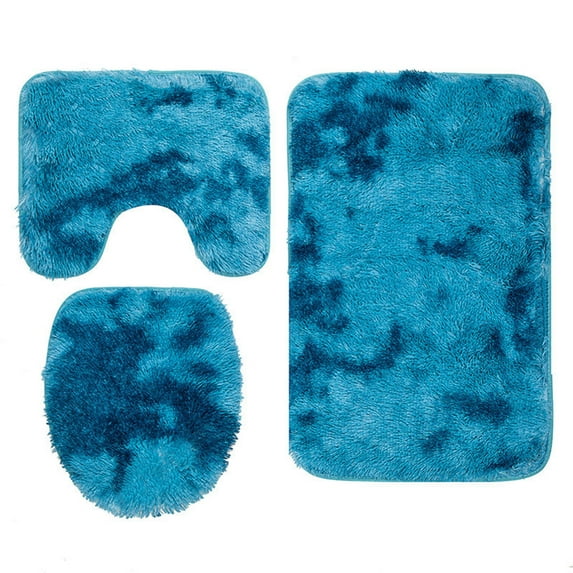 3 Piece Bathroom Rug Set Includes Bath Rug, Contour Mat and Toilet Lid Cover, Machine Washable, Super Soft Microfiber & Non Slip Bath Rugs with Rubber Backing Solid