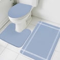 thumbnail image 1 of 3 Piece Bathroom Rug Set, Light Blue Non Slip Bath Mat with Contour Toilet Mat and Lid Cover, Solid Color Absorbent Soft Shower Mats for Bathroom, 1 of 9