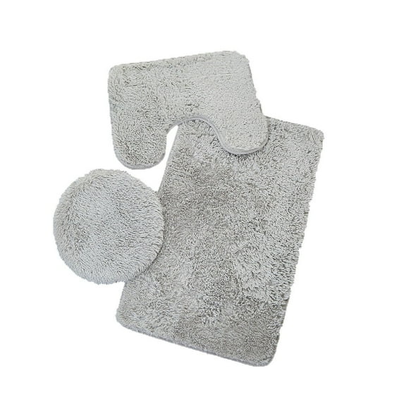 3 Piece Bathroom Rug Set Non Slip Water Repellent Bathmat Toilet Lid Cover 50x80cm 40x50cm 37x41cm Washable Plain Color Soft Home Bathroom Decor