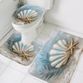 thumbnail image 1 of 3 Piece Bathroom Rug Set, Ocean Shell Starfish Non Slip Bath Mat with Contour Toilet Mat and Lid Cover, Palm Leaf Absorbent Soft Shower Mats for Bathroom, 1 of 9
