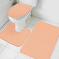 thumbnail image 1 of 3 Piece Bathroom Rug Set, Peach Pink Non Slip Bath Mat with Contour Toilet Mat and Lid Cover, Solid Color Absorbent Soft Shower Mats for Bathroom, 1 of 9