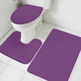 thumbnail image 1 of 3 Piece Bathroom Rug Set, Purple Non Slip Bath Mat with Contour Toilet Mat and Lid Cover, Simple Background Modern Solid Color Monochrome Absorbent Soft Shower Mats for Bathroom, 1 of 9