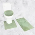 thumbnail image 1 of Gorgeous Home Linen 3pc Bathroom Soft Rug Set Large Rug , Contour Mat, and Toilet Lid Cover Rubber Backing Solid Color Sage Green #6, 1 of 6