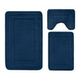 thumbnail image 1 of 3-Piece Bathroom Rug Set - Soft Velvet Fleece Non-Slip Mats | 50x80cm, 40x60cm, 40x50cm | Water Absorbent, Washable, Quick-Dry | Blue & Gray Modern Style, 1 of 7