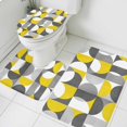 thumbnail image 1 of 3 Piece Bathroom Rug Set, Vintage Mid-Century Non Slip Bath Mat with Contour Toilet Mat and Lid Cover, Modern Abstract Geometric Yellow Gray Absorbent Soft Shower Mats for Bathroom, 1 of 9