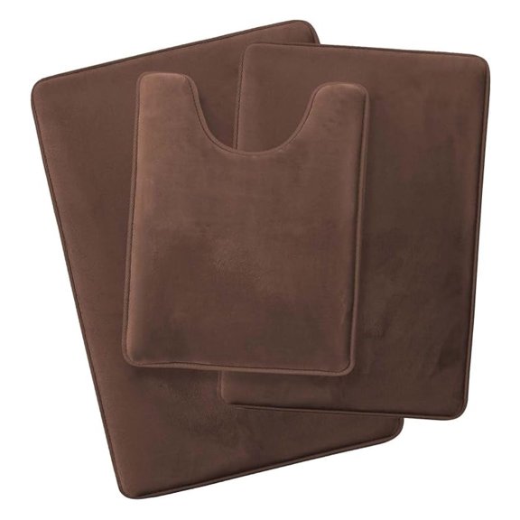 3 Piece Bathroom Rugs Sets - Memory Foam Bath Mat Set, Ultra Soft, Plush, Cozy, Non Slip, Machine Washable, Quick Dry Bathroom Rugs - Cocoa Eclipse