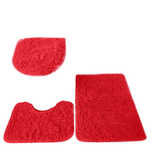 3 Piece Bathroom Set, Soft Plush Non-Slip Design, Including 19"X30" Bath Mat 19"X19" Rug And 19"X19" Toilet Lid Cover