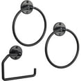 thumbnail image 1 of 3 Piece Bathroom Set, Stainless Steel Black Towel Ring, Toilet Paper Holder, Black, 1 of 5
