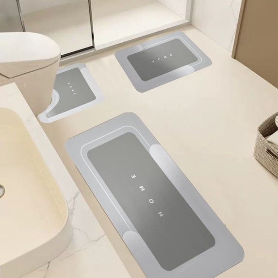 3 Piece Bathroom Toilet Mat Set 15.7"x23.6" Super Absorbent Non Slip Washable Bath Rug Set, Soft Microfiber Contour Mat U Shaped Toilet Mat for Home Hotel Shower Room, Stylish Modern Bathroom Decor