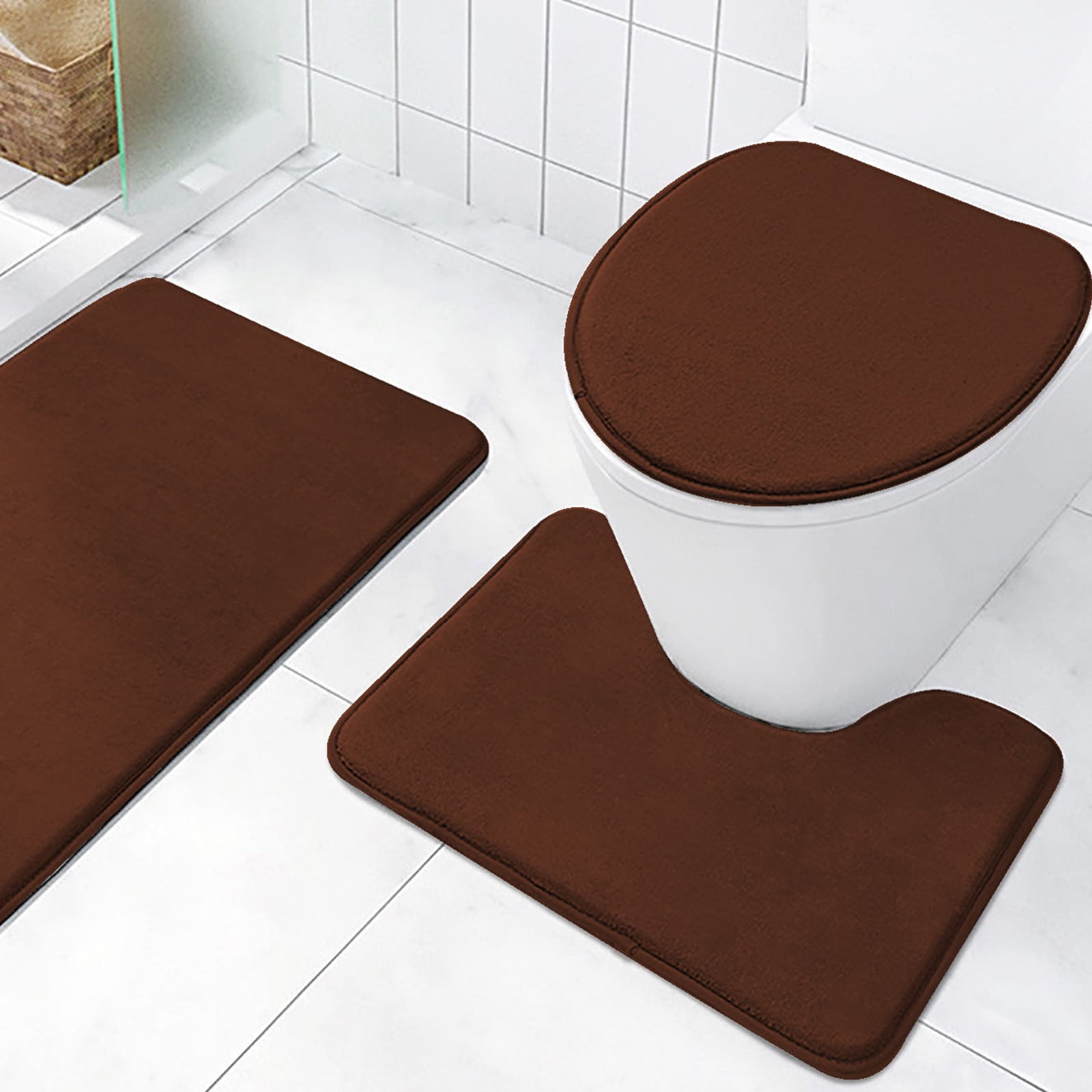 3 Piece Bathroom Toilet Mat Set High Absorbent Non Slip Surpass Soft ...