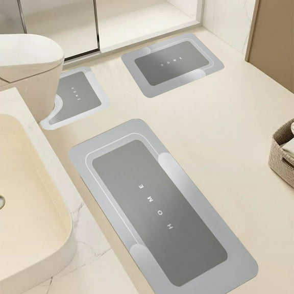 3 Piece Bathroom Toilet Mat Set, Super Absorbent, Dry Washable, Non Slip Backing, Safe, Easy Cleaning, For Home, Hotel, Shower Room, Full Coverage
