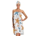 thumbnail image 1 of 3-Piece Bathroom Towel Set with Bath Towel, Quick-Dry Hair Cap and Hair Turban for Bath Yoga Beach Colorful Starfish Pattern, 1 of 6