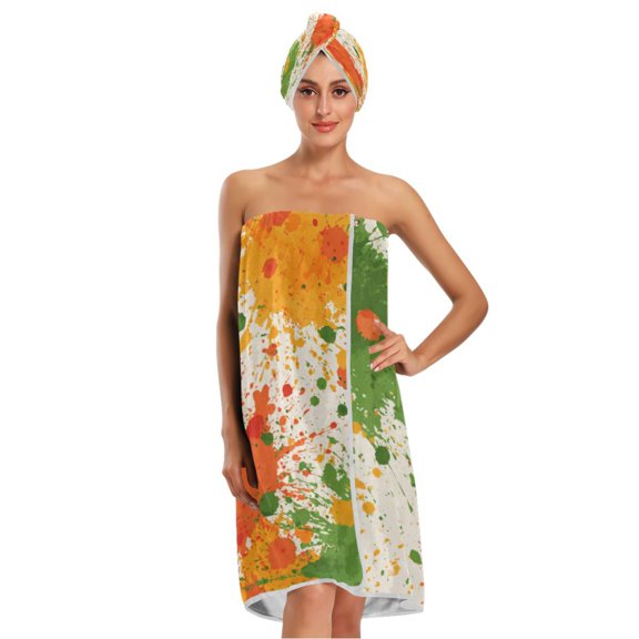 3-Piece Bathroom Towel Set with Bath Towel, Quick-Dry Hair Cap and Hair Turban for Bath Yoga Beach Paint Splatter Pattern