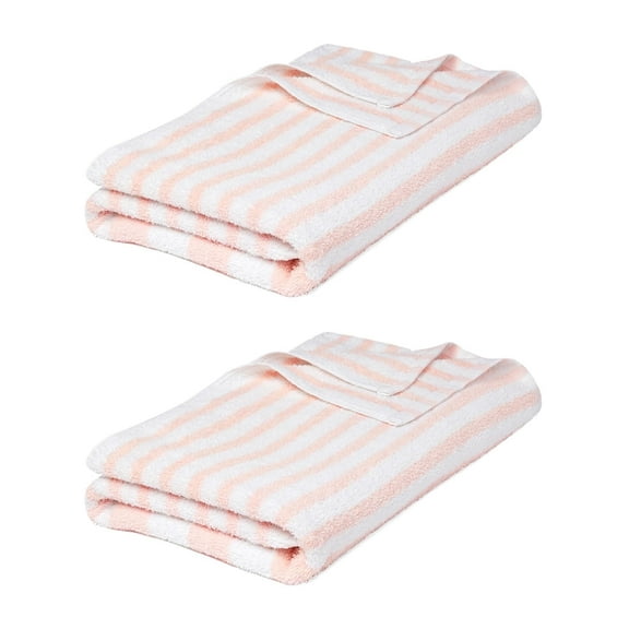3 Piece Beach Pool Spa Towels Striped Peach/White 30" x 70"