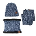 thumbnail image 1 of 3 Piece Beanie Hat Scarf Gloves Set Women Touchscreen Gloves Neck Warmer Warm Knit Beanie Cold Weather Skull Caps Winter Scarves for Women Blue One Size, 1 of 4