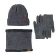 thumbnail image 1 of 3 Piece Beanie Hat Scarf Gloves Set Women Touchscreen Gloves Neck Warmer Warm Knit Beanie Cold Weather Skull Caps Winter Scarves for Women Grey One Size, 1 of 8