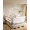 thumbnail image 1 of 3 Piece Bed Rails for King Size Bed, Thickened No-Drill Baby Bed Rail Guard forToddlers & Kids, Child Safety Side Bedrail/ Baby Bed Railings with Height Adjustable. White/Grey, 54x74.8x74.8in, 1 of 9