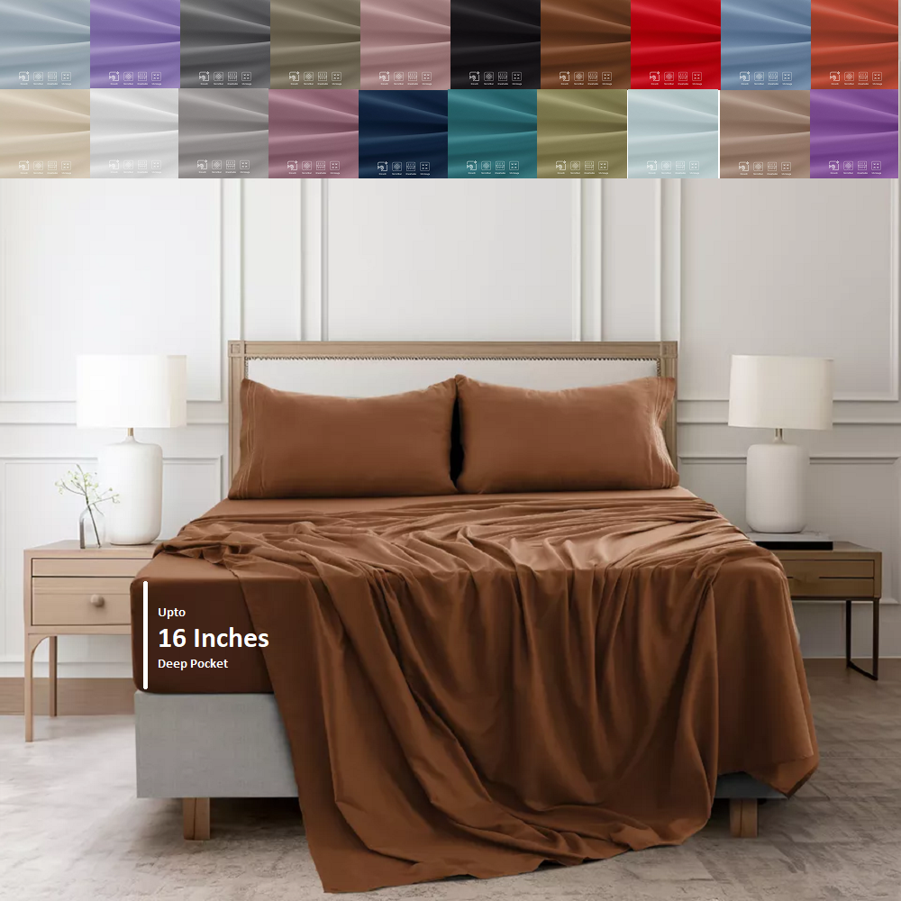 3 Piece Bed Sheet Set, Ultra Soft Microfiber, 16" Deep Pocket Sheets